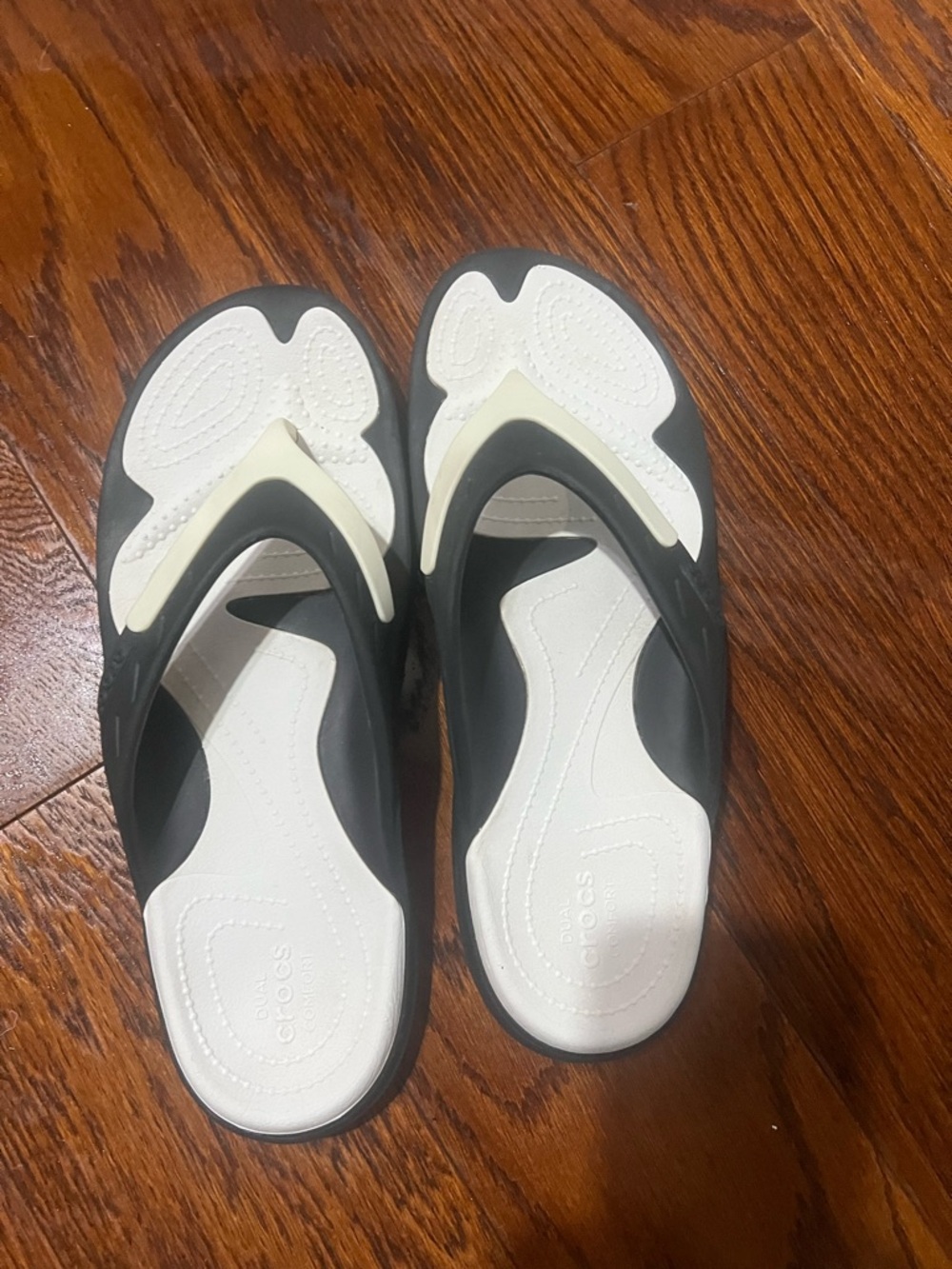 CROCS Two-Tone Black and White Flip Slide Sandals